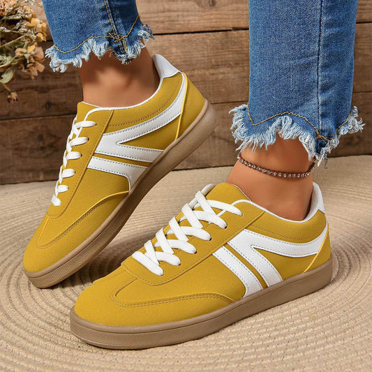 Lace-up Round Toe Flats Shoes Fashion Sports Slip On Casual Shoes For Women - Velora