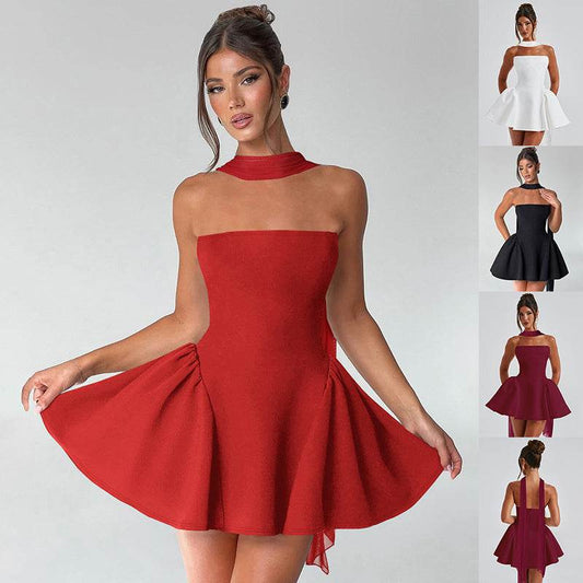 Sexy Tube Top Dress With Back Zipper Design Ins Fashion Short Dress For Party Clothing Women - Velora