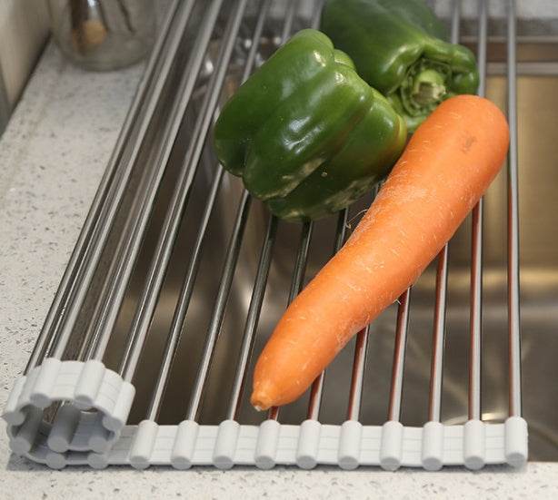 Folding Kitchen Drain Sink Rack Stainless Steel sink caddies - Velora