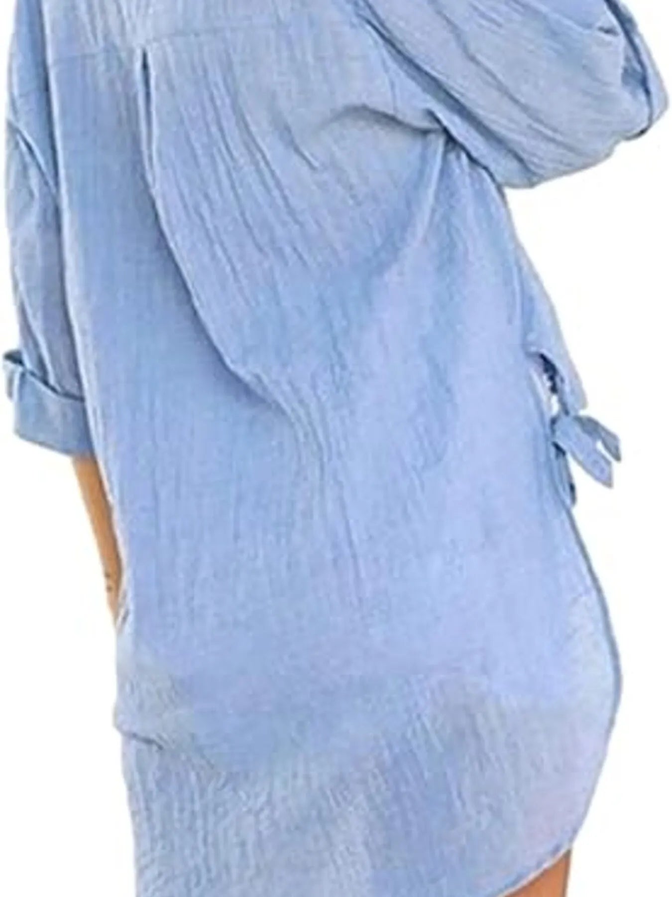 Linen Blend Button-Down Tunic Shirt - Velora