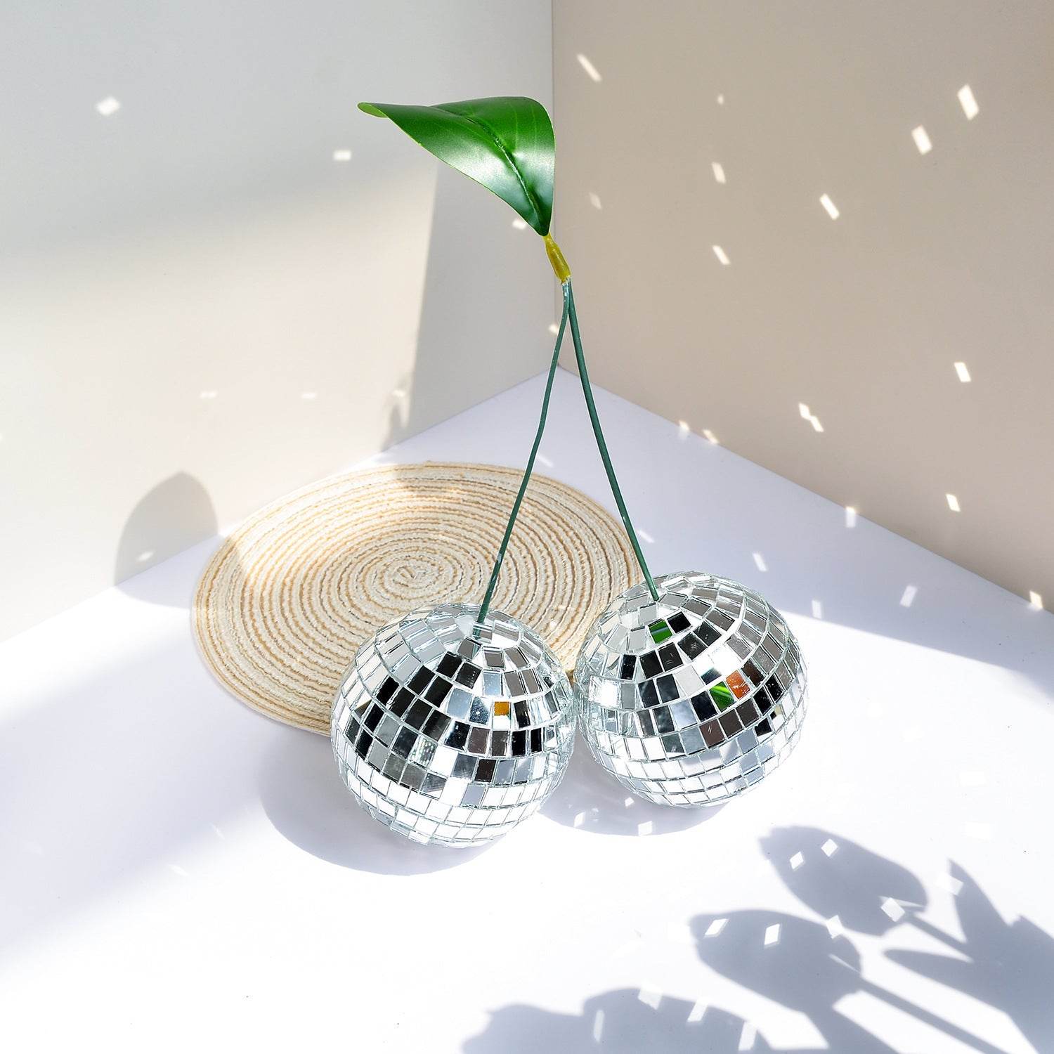 Mirror Glass Bricks Cherry Disco Ball Handmade - Velora