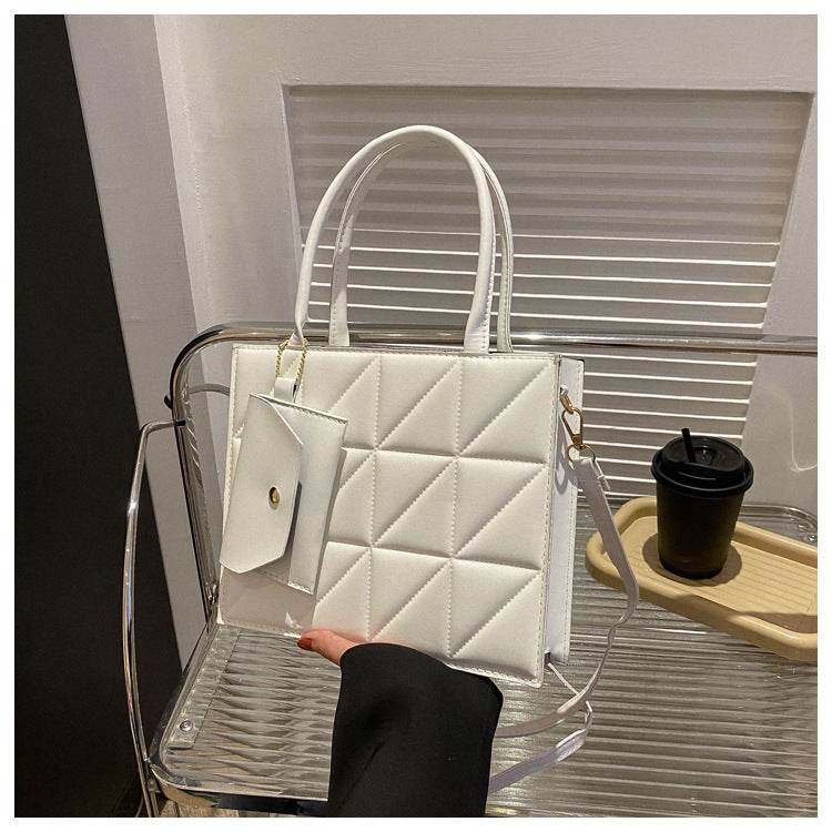 Fashion Plaid Shoulder With Small Wallet Simple Elegant Portable Square Tots Women's Handbag - Velora