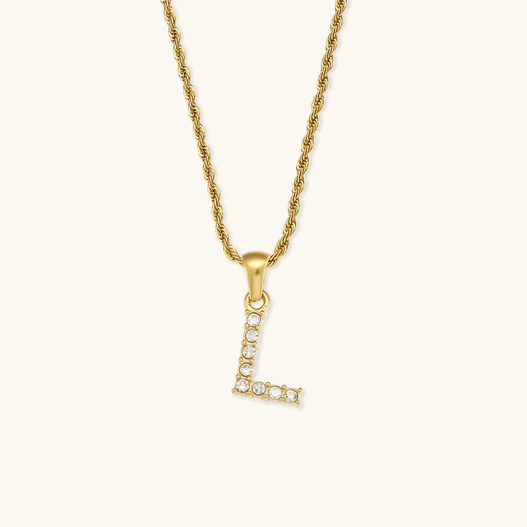 18k Gold Initial Necklace with Diamond Simulants – Waterproof and Hypoallergenic - Velora
