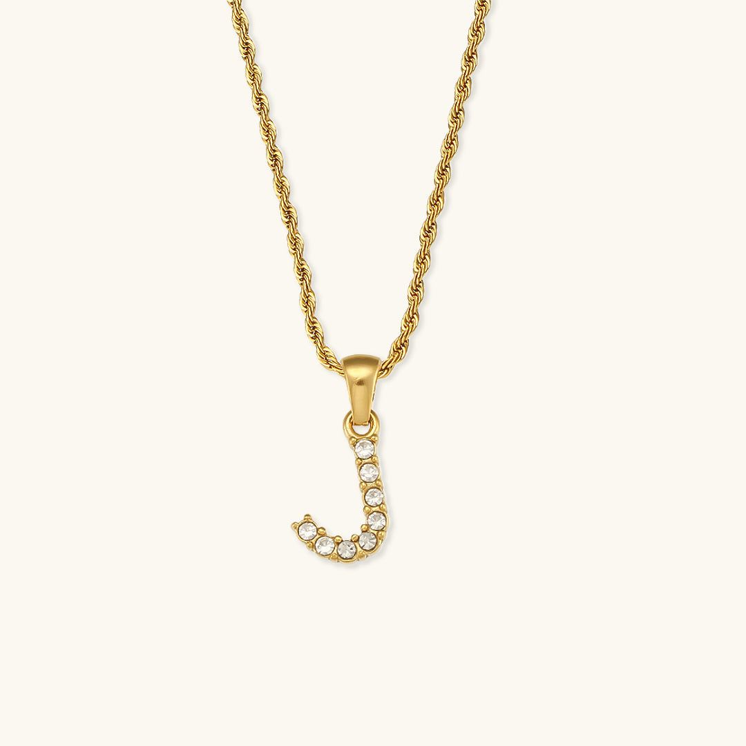 18k Gold Initial Necklace with Diamond Simulants – Waterproof and Hypoallergenic - Velora