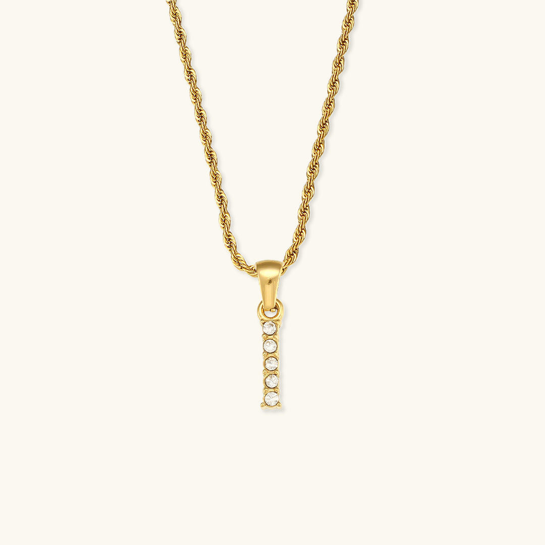 18k Gold Initial Necklace with Diamond Simulants – Waterproof and Hypoallergenic - Velora