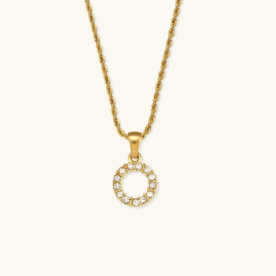 18k Gold Initial Necklace with Diamond Simulants – Waterproof and Hypoallergenic - Velora