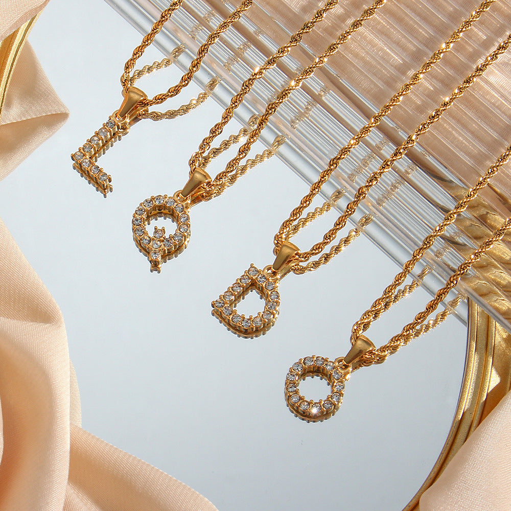 18k Gold Initial Necklace with Diamond Simulants – Waterproof and Hypoallergenic - Velora