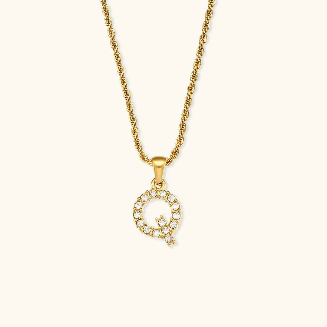 18k Gold Initial Necklace with Diamond Simulants – Waterproof and Hypoallergenic - Velora