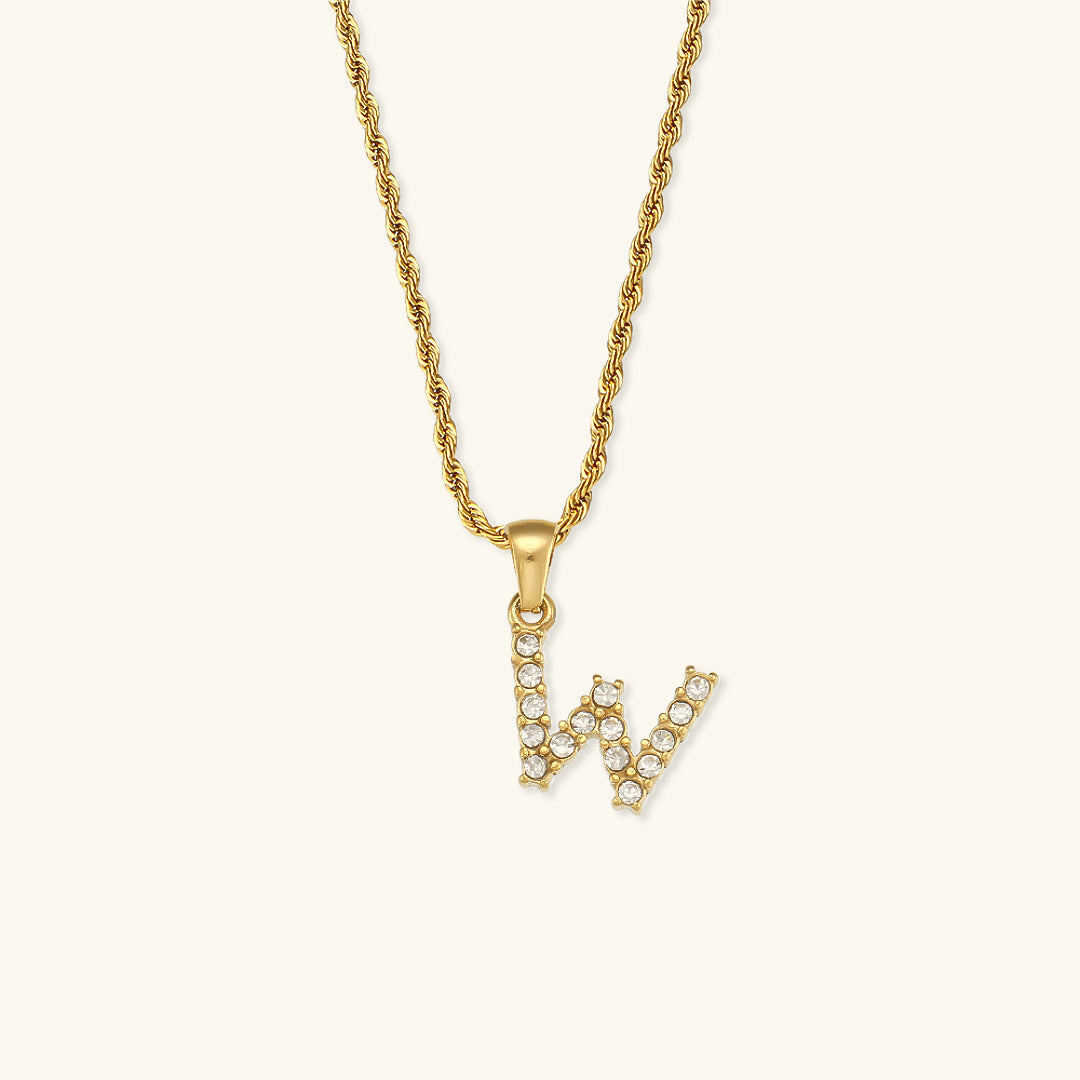 18k Gold Initial Necklace with Diamond Simulants – Waterproof and Hypoallergenic - Velora