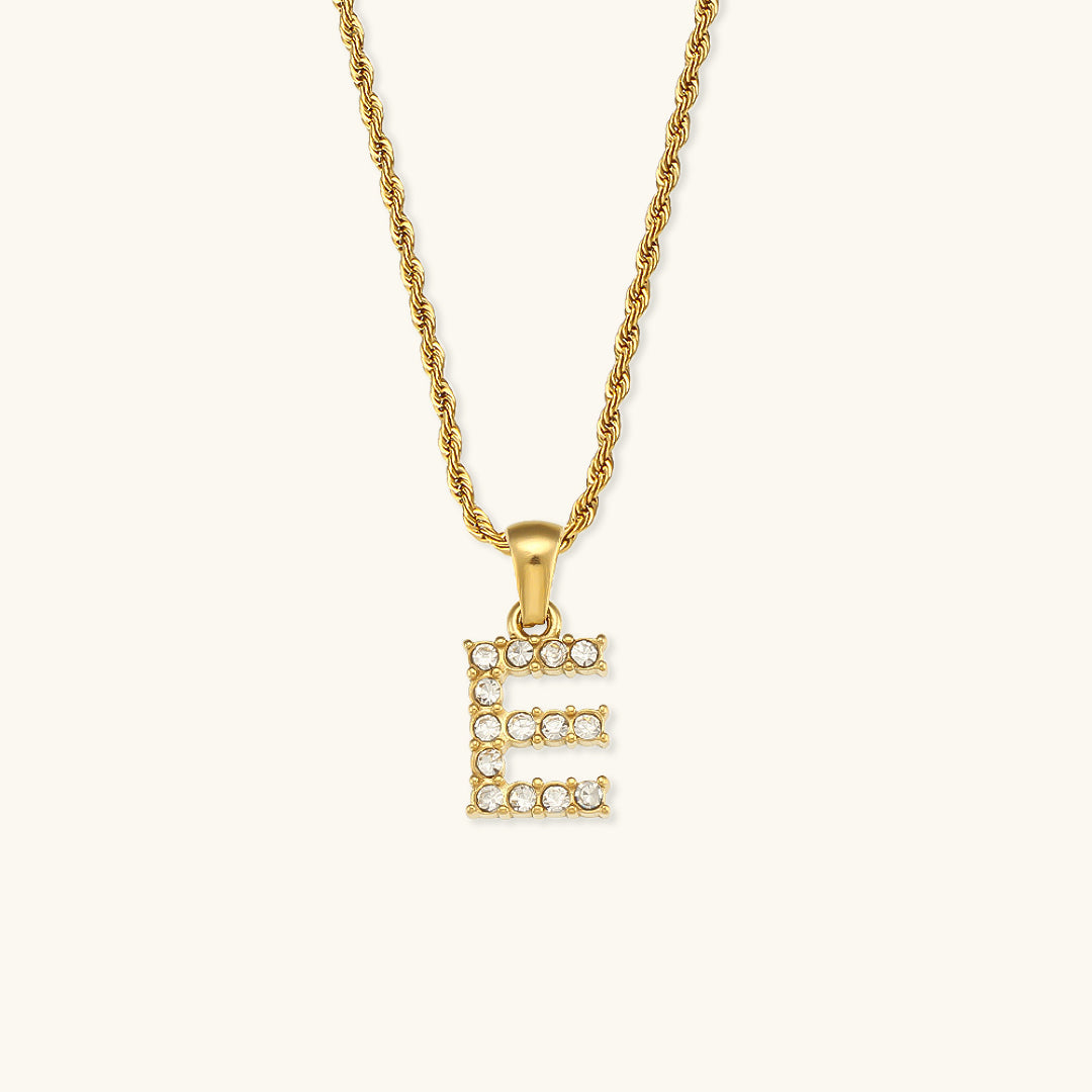 18k Gold Initial Necklace with Diamond Simulants – Waterproof and Hypoallergenic - Velora
