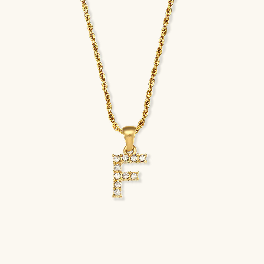 18k Gold Initial Necklace with Diamond Simulants – Waterproof and Hypoallergenic - Velora
