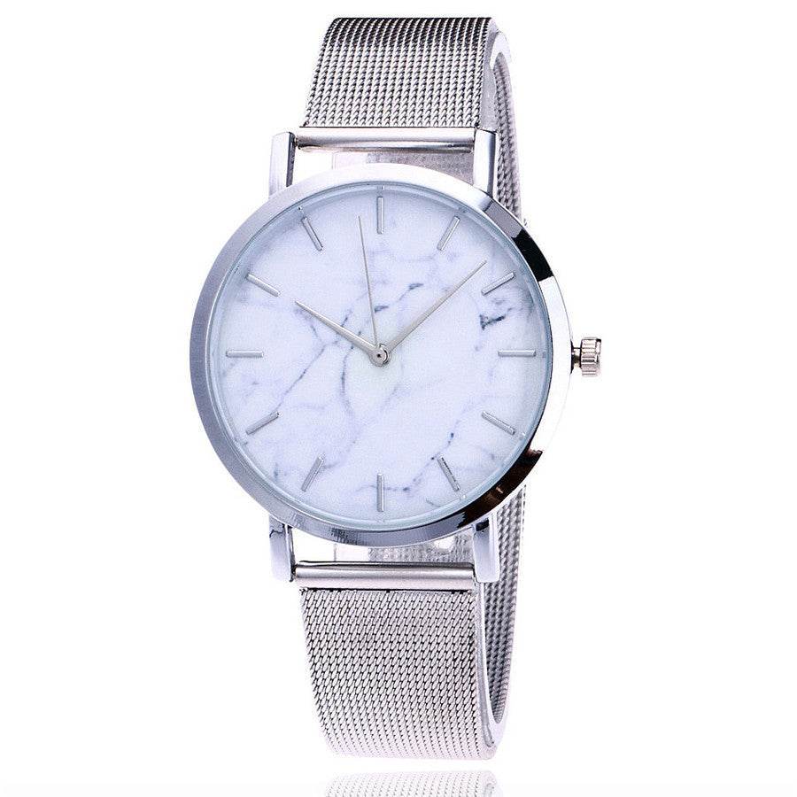 Vansvar fashion brand silver and gold mesh band creative marble wristwatch casual women quartz watches gift relogio feminino - Velora