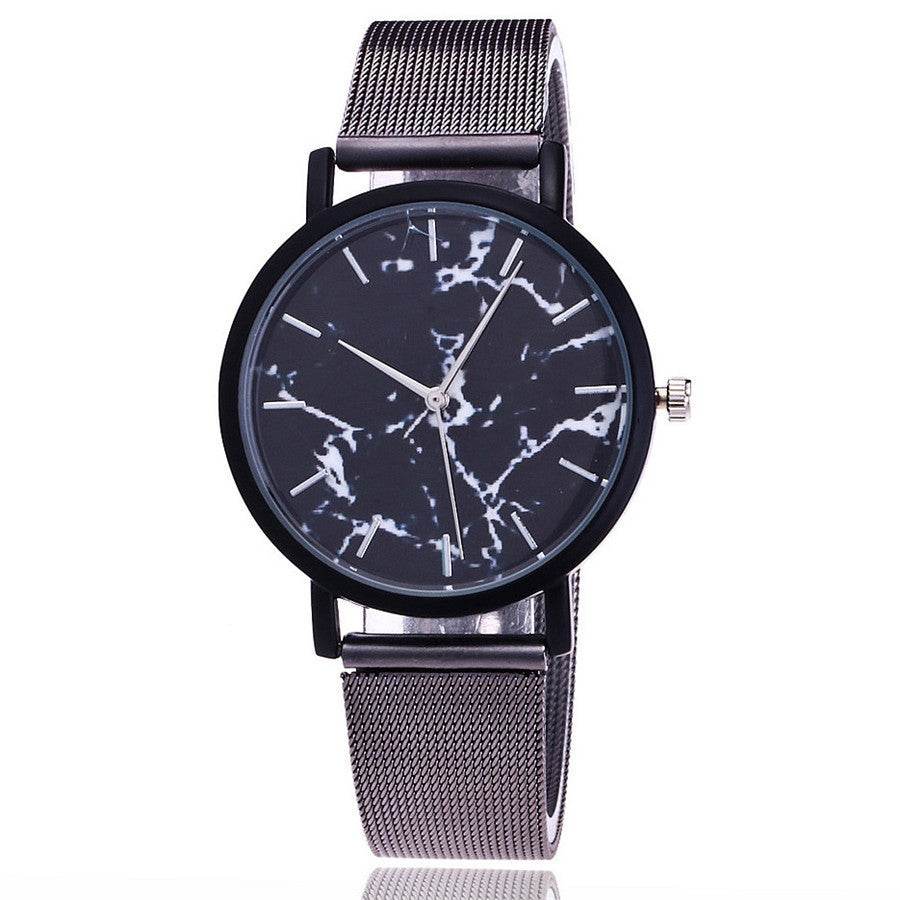 Vansvar fashion brand silver and gold mesh band creative marble wristwatch casual women quartz watches gift relogio feminino - Velora