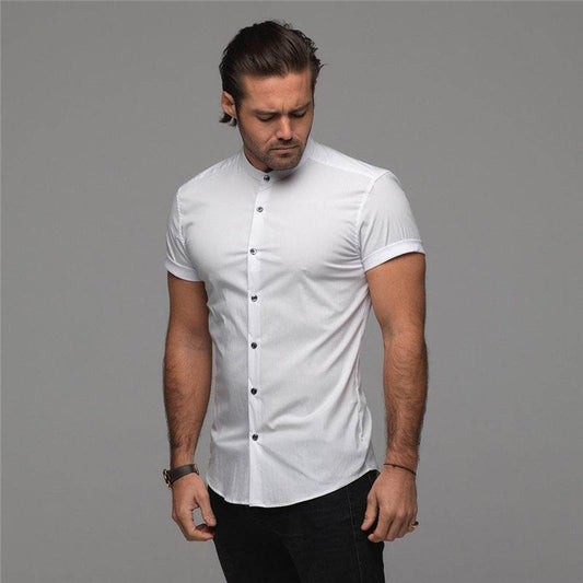 New Summer Shirt Fitness Clothing Cotton Tops Short Sleeve Sports Shirts Brand Mens Short Cool Casual Fashion Breathable Shirt - Velora