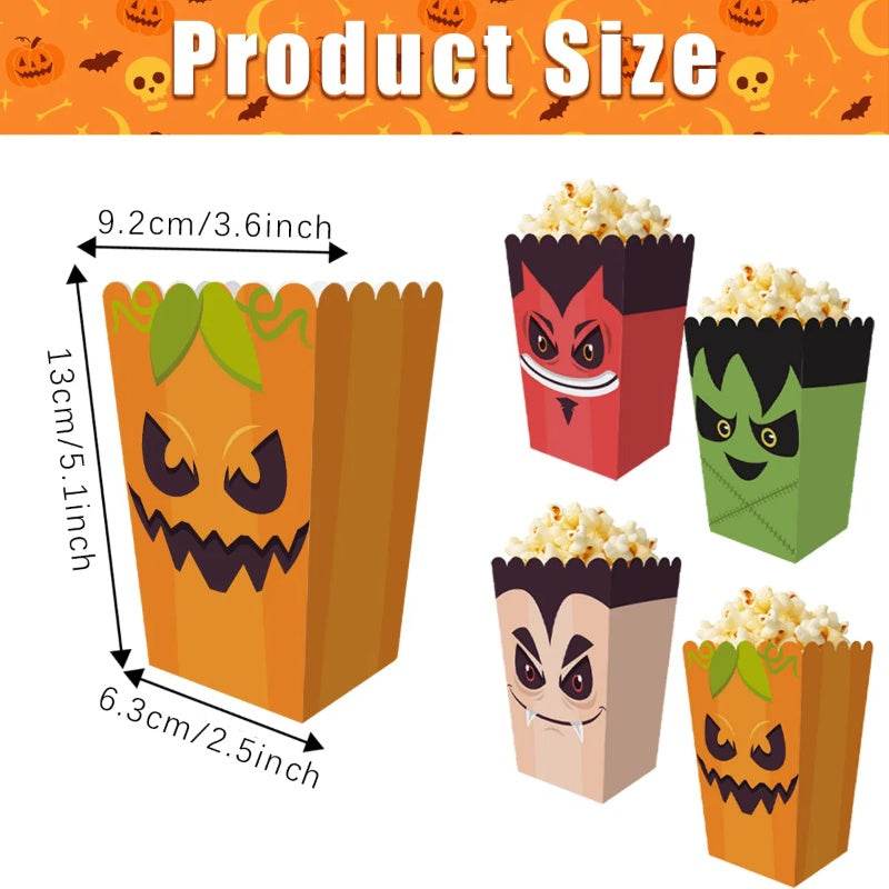 12 Pieces Halloween Popcorn Box Halloween Party Favor Snack Treat Boxes Candy Cookie Container Decorations Gifts For Popcorn Sales Halloween Party Favor Supplies - Velora