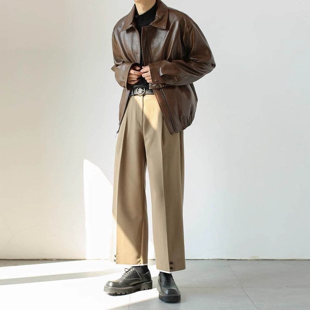 Men's Retro Short Personalized Leather Coat - Velora