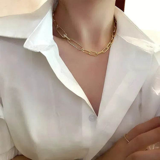 Cold Wind Zircon Gold Chain Necklace for women - Velora