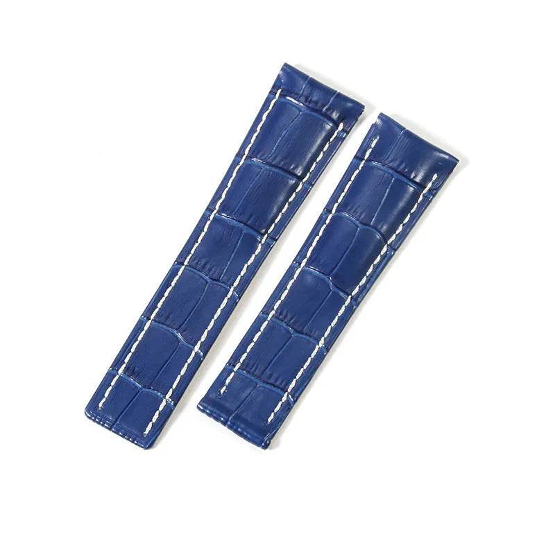 22mm 24mm Black Brown Blue Bamboo Grain Cowhide Watch Strap - Velora