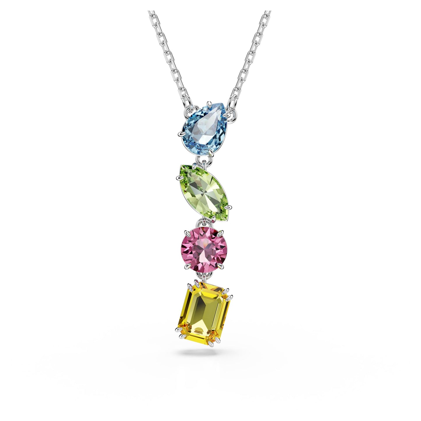 Swarovski Gema Y Pendant Mixed Cuts Multicolored Rhodium Finished
