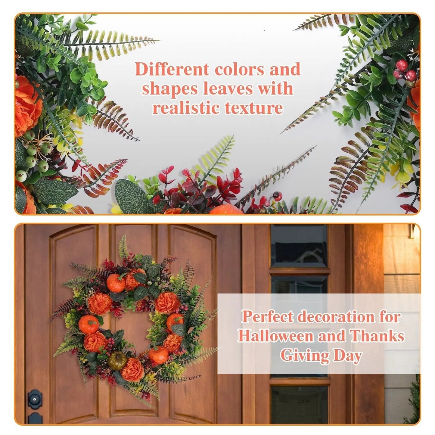 1Pc 17.71IN Autumn Wreath With Pumpkin Mixed Leaves Berries Flowers Fall Decoration For Indoor Outdoor Window Wall Front Door In Halloween Thanks Giving Day EX-STOCK Canada