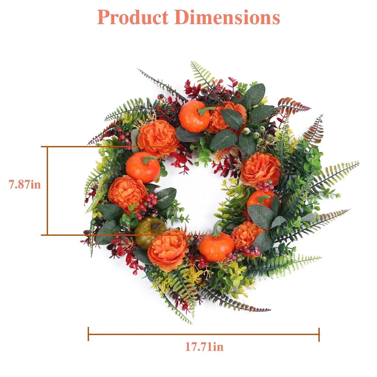 1Pc 17.71IN Autumn Wreath With Pumpkin Mixed Leaves Berries Flowers Fall Decoration For Indoor Outdoor Window Wall Front Door In Halloween Thanks Giving Day EX-STOCK Canada
