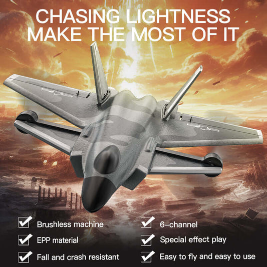 KF700 J-20 4-Channel Brushless Glider RC Plane, 300m Range, Camouflage Gray - Velora Luxury Fashion