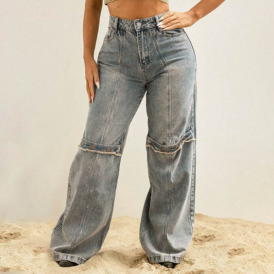Y2k Baggy Wide Leg Jeans Women Vintage Streetwear Washed Denim Pants Grunge Basic Slouchy Trousers - Velora