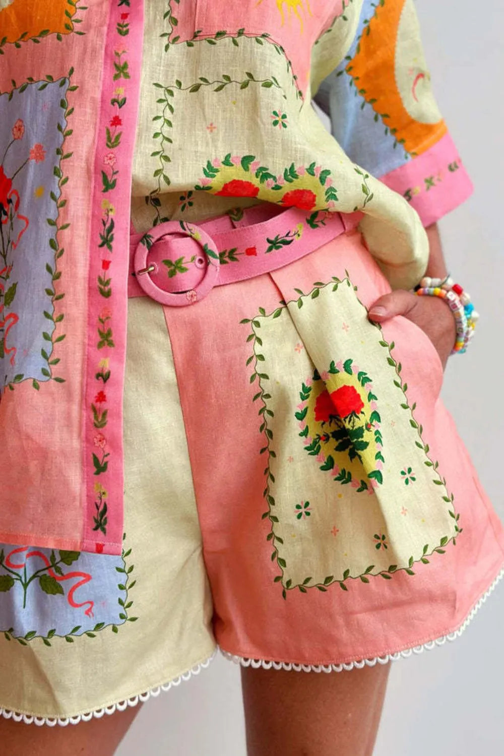 Printed Short Sleeve Shirt and Shorts Set - Velora