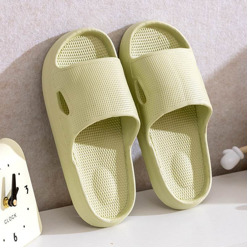 Solid Color Thick Bottom Home Slippers Summer Non-slip Floor Bathroom Slipper Women Men Couples Shoes - Velora