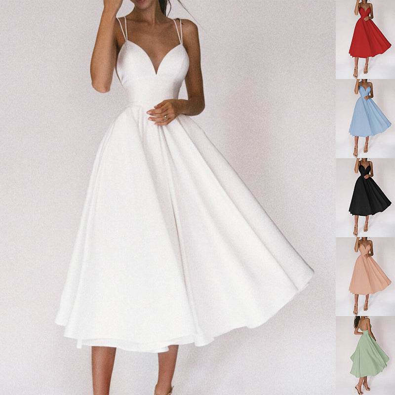 Sexy V-neck Suspender Dress Summer Fashion A-Line Long Dresses For Women - Velora