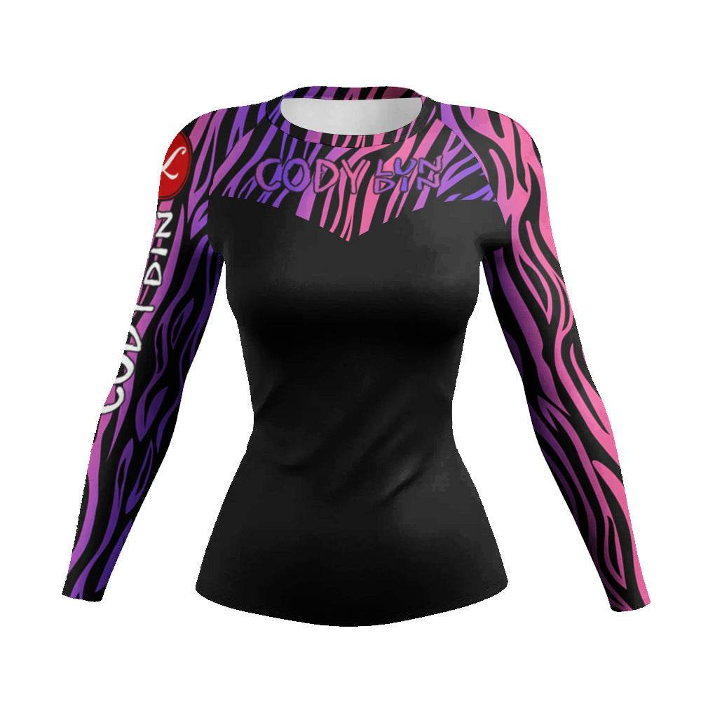 Printed Slim Fit Long Sleeve Workout Tops for Women - Velora