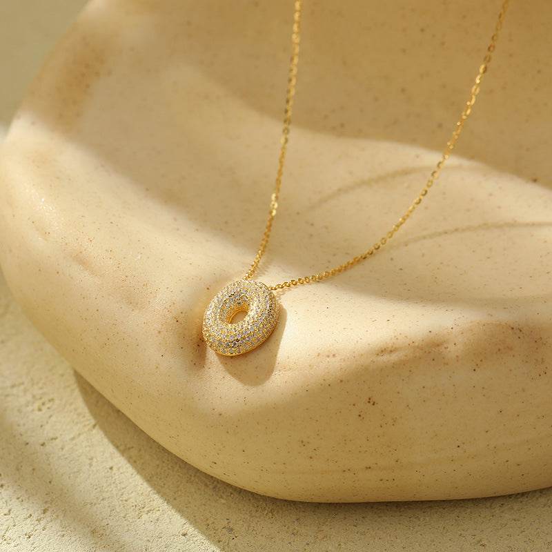 Silver 26 Letter Bubble Necklace For Women Full Diamond - Velora