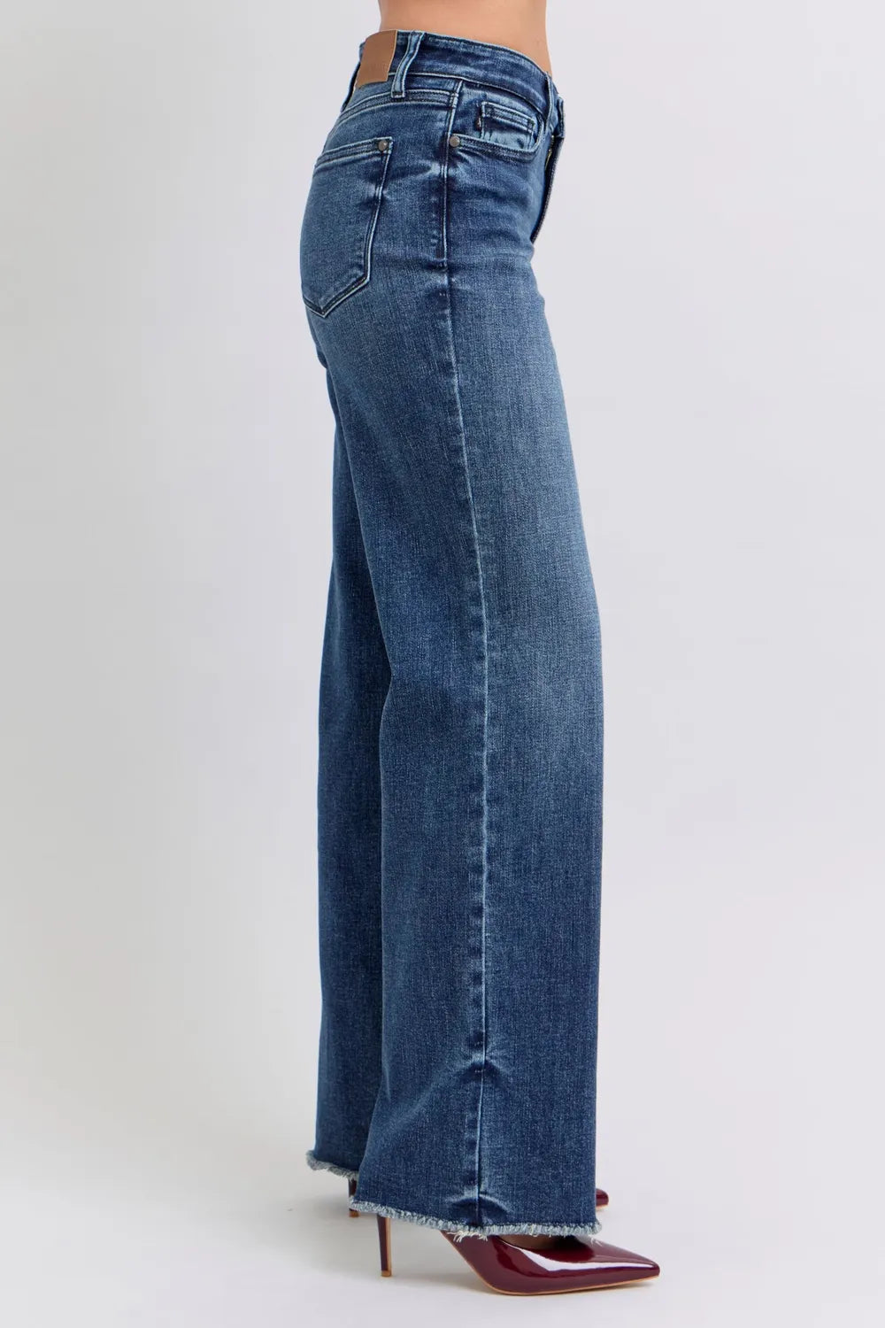 Judy Blue Full Size Raw Hem Mid Rise Jeans - Velora
