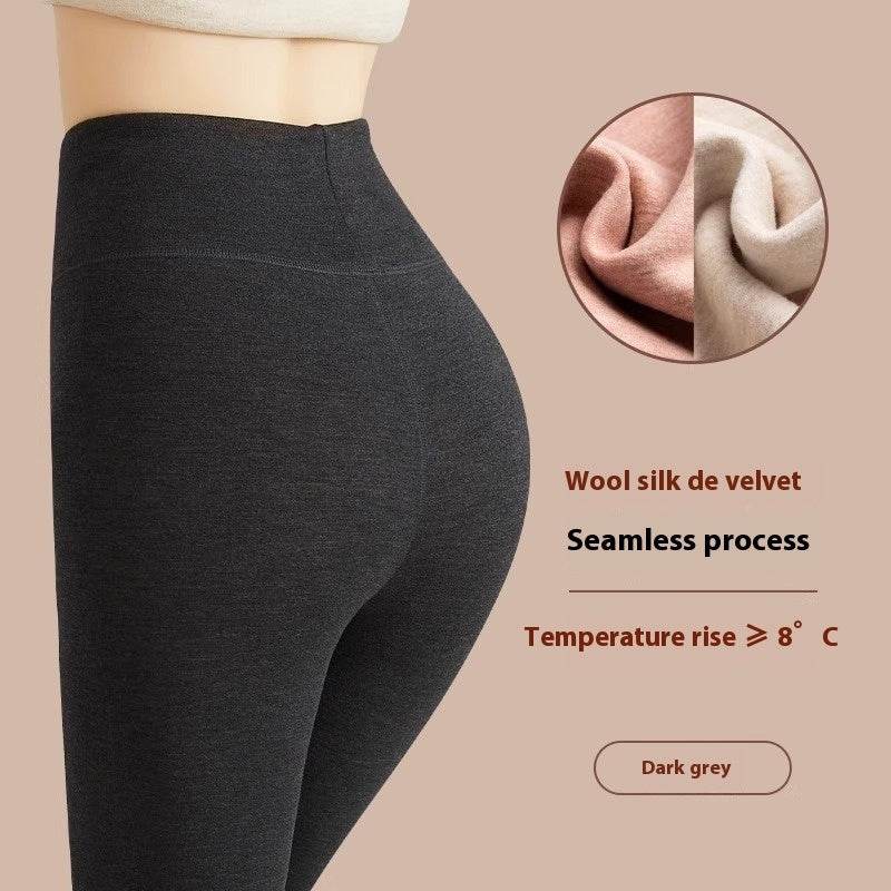 Winter Warm Leggings Cashmere Plus Velvet Tight Pants Fashion High Waist Slim Fit Trousers For Women Clothing - Velora
