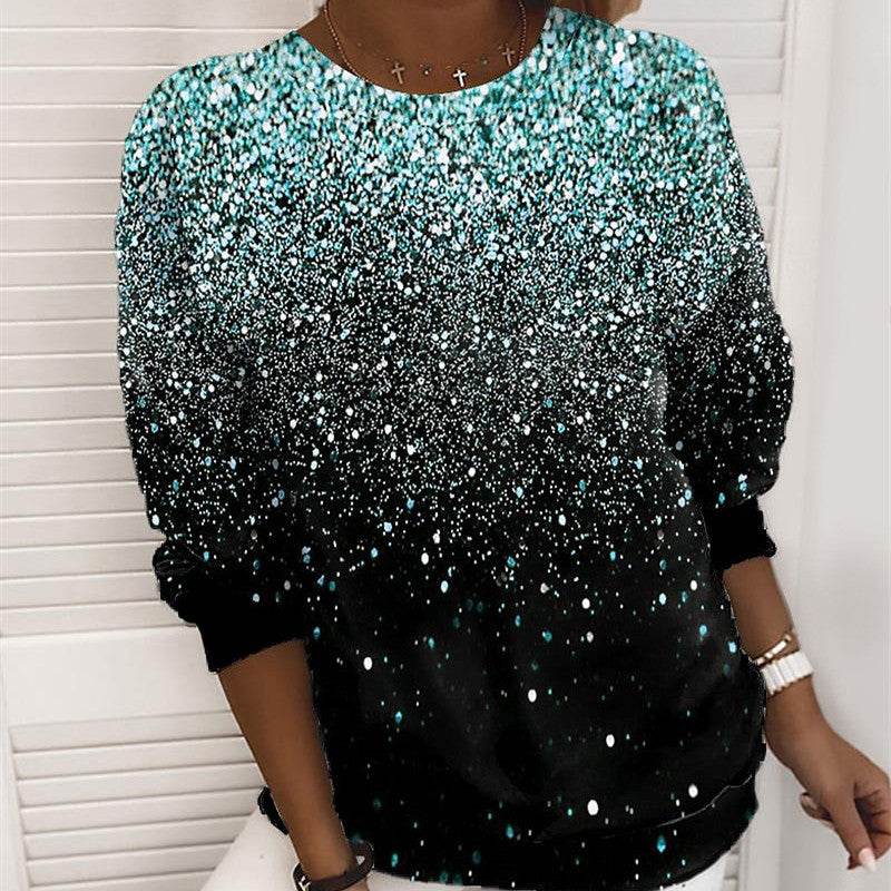 Christmas Sweater Women's 3D Digital Printing Pullover Jacket Fashion Casual Sweatshirt Long Sleeve Printed Round Neck Shirt Top Clothes - Velora