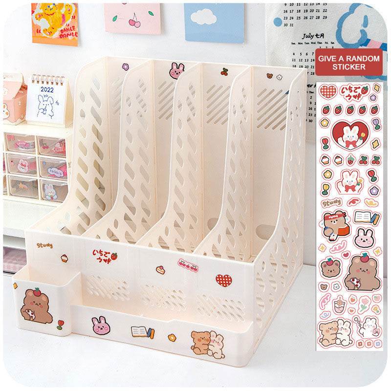 Plastic Desk Organizer File Tray Book Stand Office Rack - Velora