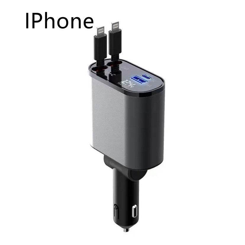 Metal Car Charger 100W Super Fast Charging Car Cigarette Lighter USB And TYPE-C Adapter - Velora