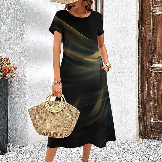 Simple Line Pattern Top Casual Fashion A- Line Elegant Skirt - Velora