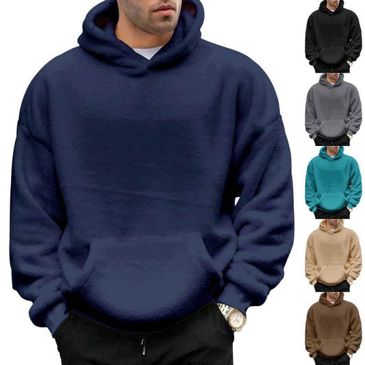 Double-sided Velvet Hooded Sweater Men's Plush Sweatshirt With Pockets - Velora