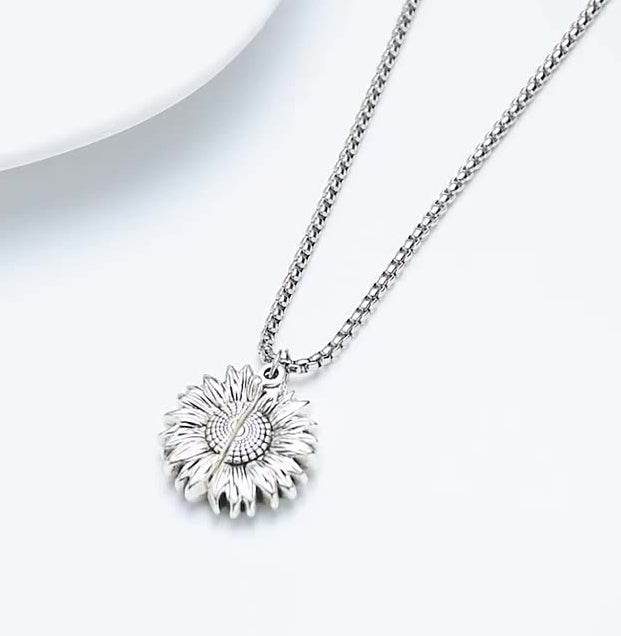 Creative Openable Sunflower Pendant Necklace Fashion Letter Jewelry Gift - Velora
