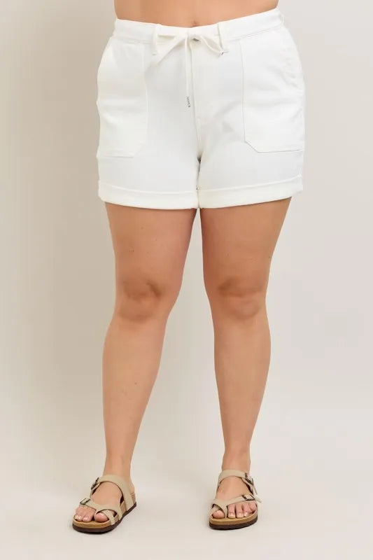 Judy Blue Full Size High Waist Cuff Denim Shorts Plus Size - Velora