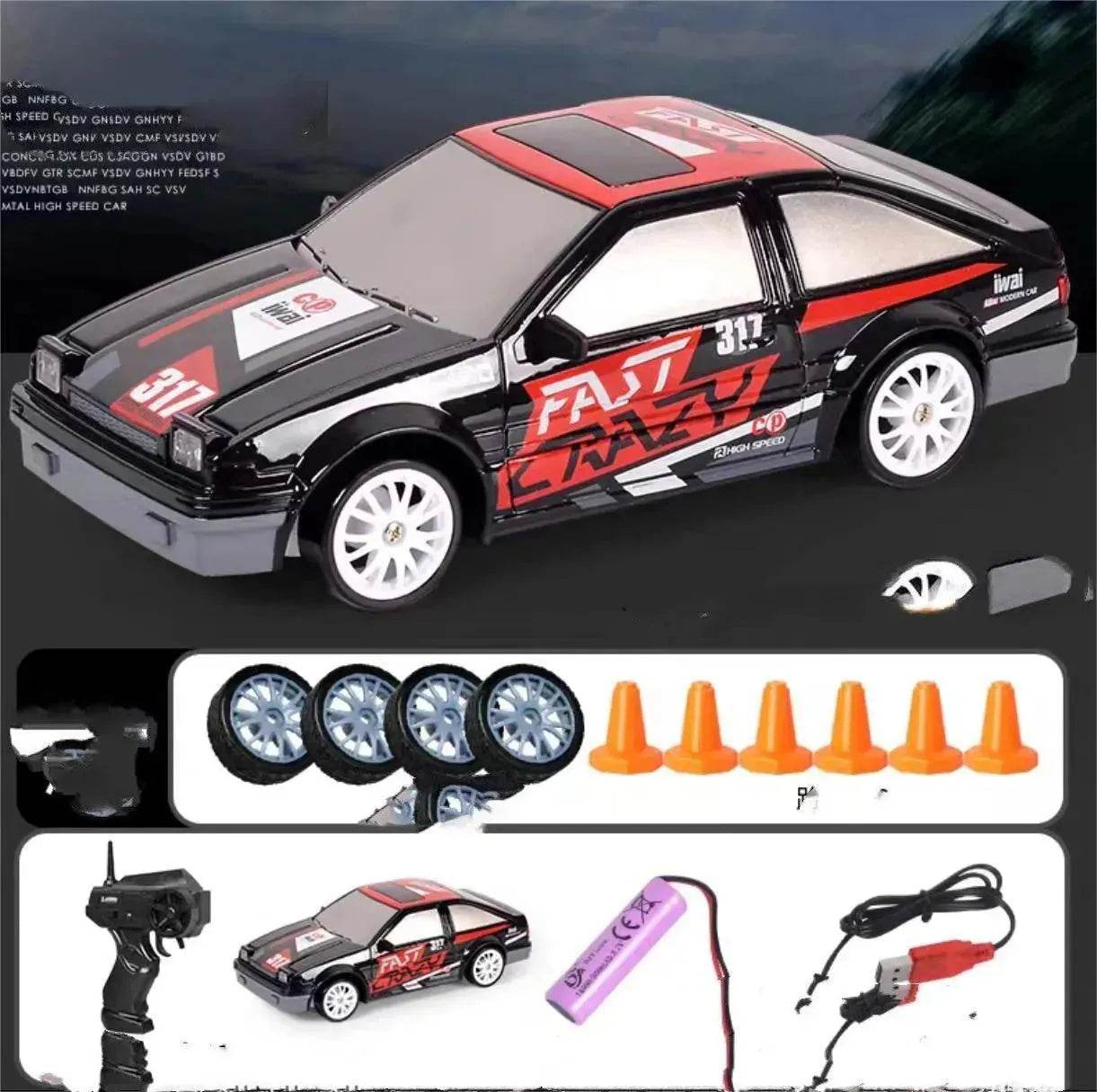 2.4G Drift Rc Car 4WD RC Drift Car Toy Remote Control GTR Model AE86 Vehicle Car RC Racing Car Toy For Children Christmas Gifts - Velora