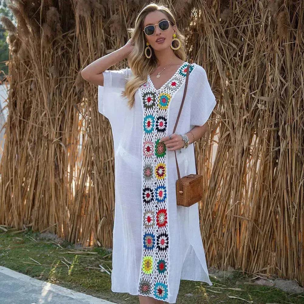 2025 Summer Beach Hand Crochet Stitching Dress - Velora