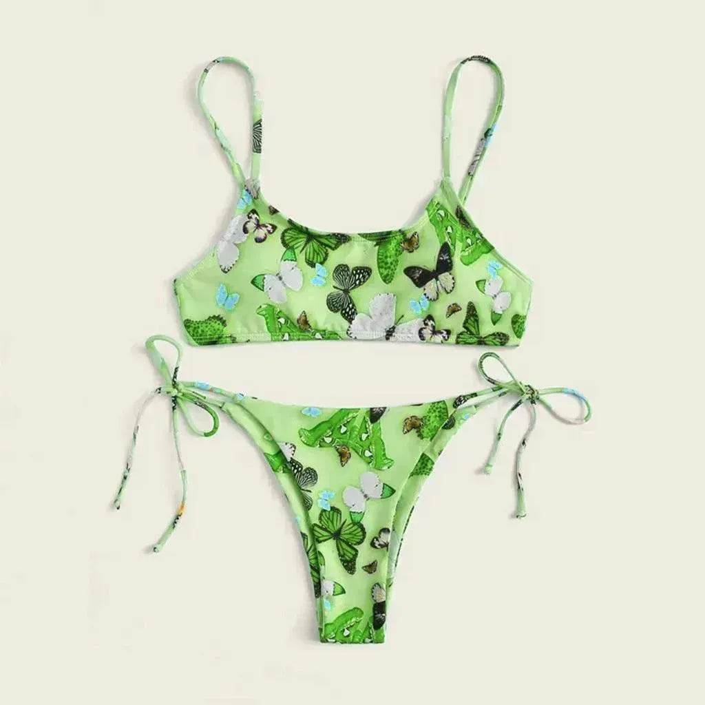 2025 Summer Vibe Flowers Print Charming Bikini for Beach Swimming Fashion Push Up Swimsuit Womens Clothing - Velora