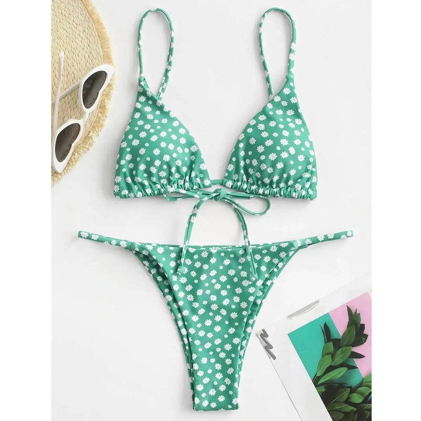 2025 Summer Vibe Flowers Print Charming Bikini for Beach Swimming Fashion Push Up Swimsuit Womens Clothing - Velora