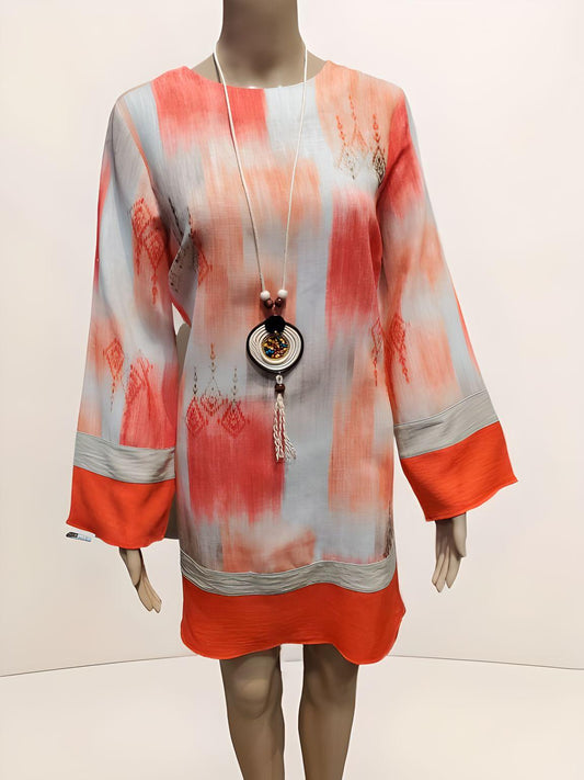 Printed Long Sleeve Tunic - Velora