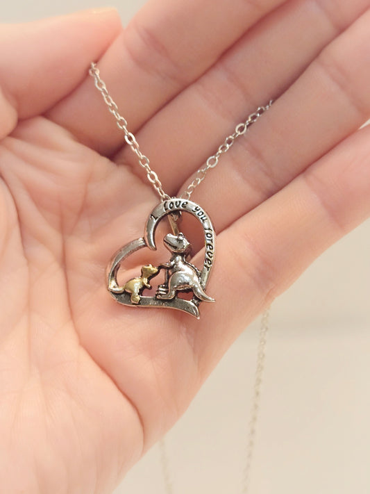 Mom & Daughter Matching Necklaces | I Love You Forever - Mama & Baby Dinosaurs - Velora