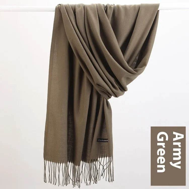 Pure Color Warm Keeping Scarf All-match Cashmere Shawl - Velora