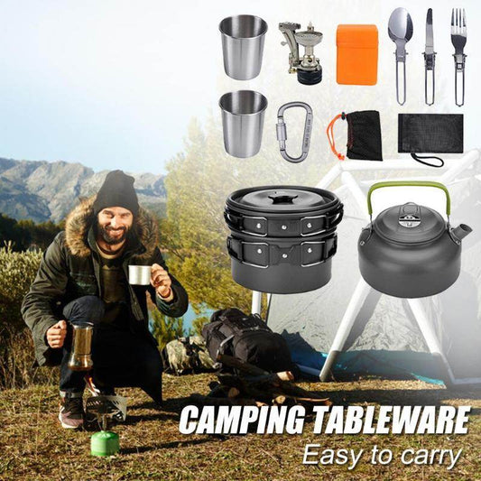 Camping Cookware Kit Outdoor Cooking Set Aluminum Equipment Outdoor Pot Travel Tableware Kitchen Hiking Picnic BBQ - Velora