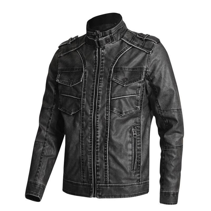 Thick PU Leather Coat Men's Fashion Casual - Velora